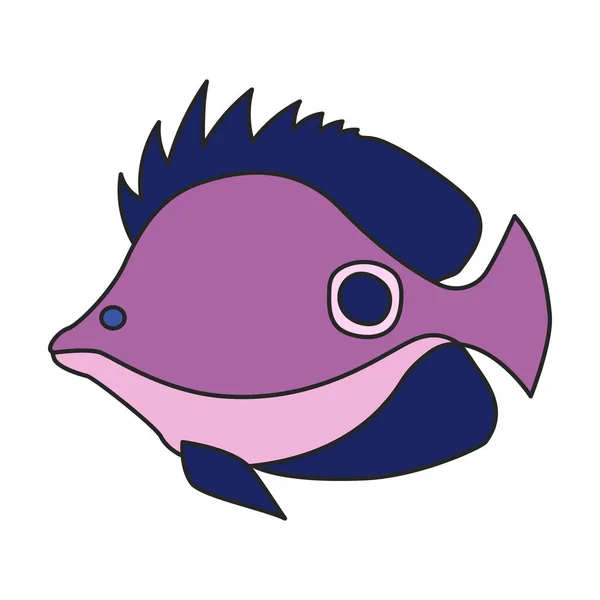 热带鱼类图标 在白色背景热带鱼类上隔离的卡通矢量标识 — 图库矢量图片