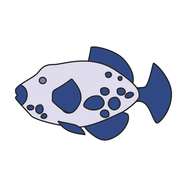 Tropikal Balık Vektör Simgesi Çizgi Film Vektör Logosu Beyaz Arka — Stok Vektör
