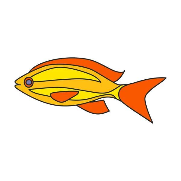 Tropikal Balık Vektör Simgesi Çizgi Film Vektör Logosu Beyaz Arka — Stok Vektör