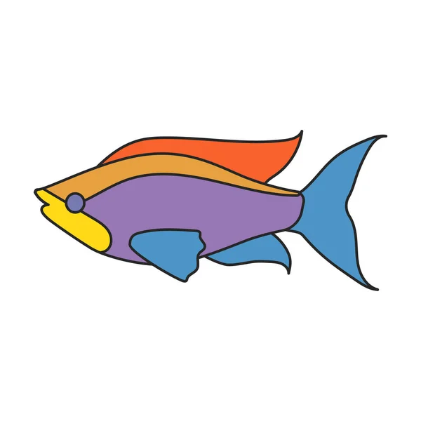 Тропический Вектор Рыб Икона Логотип Вектора Карикатуры Изолирован Белом Фоне — стоковый вектор