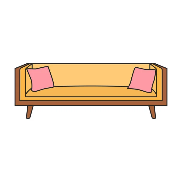 Sofa Vektor Ikon Color Vektor Logó Elszigetelt Fehér Háttér Kanapé — Stock Vector