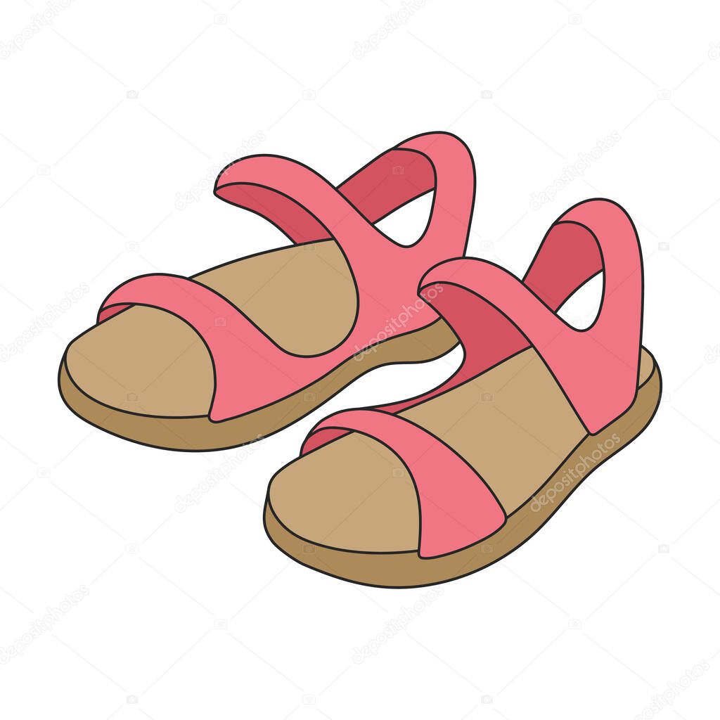 Sandal vector color icon. Vector illustration flipflop on white background. Isolated color illustration logo of sandal.