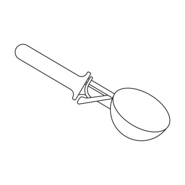 Kepçe vektör simgesi. Taslak vektör logosu beyaz arkaplanda izole edildi.