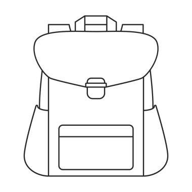 Okul çantası vektör simgesi. Ana hat vektör logosu beyaz arkaplan okul çantasına izole edilmiş..