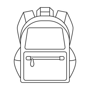 Okul çantası vektör simgesi. Ana hat vektör logosu beyaz arkaplan okul çantasına izole edilmiş..