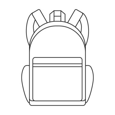 Okul çantası vektör simgesi. Ana hat vektör logosu beyaz arkaplan okul çantasına izole edilmiş..