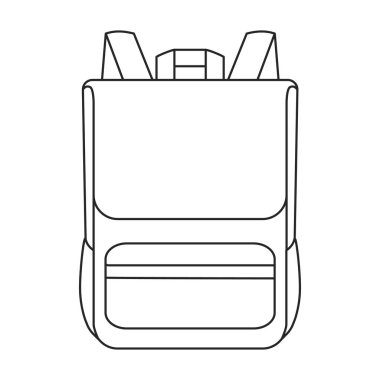 Okul çantası vektör simgesi. Ana hat vektör logosu beyaz arkaplan okul çantasına izole edilmiş..