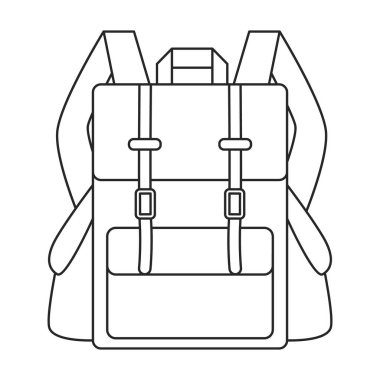 Okul çantası vektör simgesi. Ana hat vektör logosu beyaz arkaplan okul çantasına izole edilmiş..