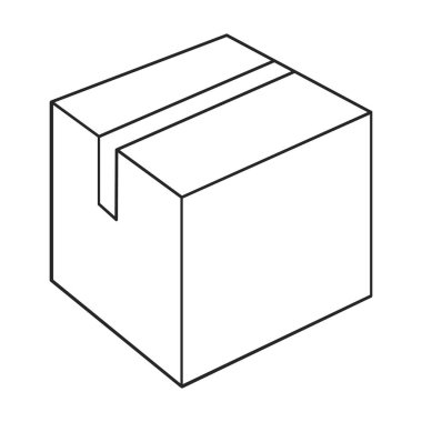Paket vektör simgesi. Taslak vektör logosu beyaz arkaplan paketinde izole edildi.