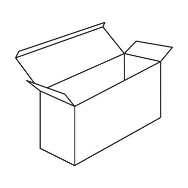 Paket vektör simgesi. Taslak vektör logosu beyaz arkaplan paketinde izole edildi.