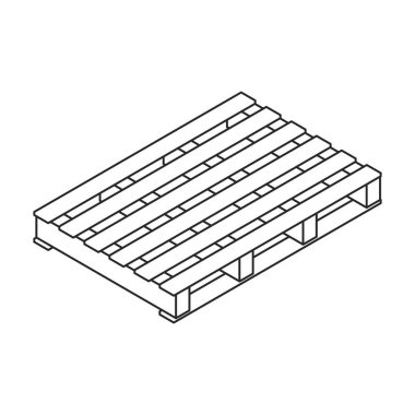 Palet ahşap vektör simgesi. Beyaz arka plan palet tahtasına izole edilmiş Isometric ana hatlı vektör logosu.