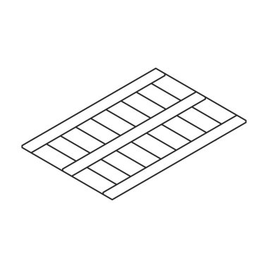 Palet ahşap vektör simgesi. Beyaz arka plan palet tahtasına izole edilmiş Isometric ana hatlı vektör logosu.