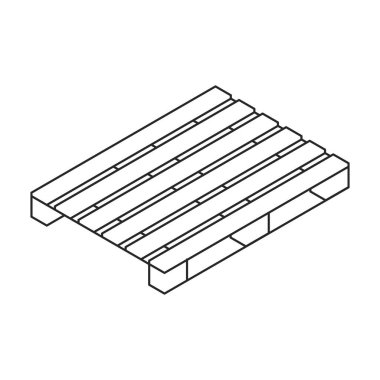 Palet ahşap vektör simgesi. Beyaz arka plan palet tahtasına izole edilmiş Isometric ana hatlı vektör logosu.