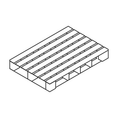 Palet ahşap vektör simgesi. Beyaz arka plan palet tahtasına izole edilmiş Isometric ana hatlı vektör logosu.