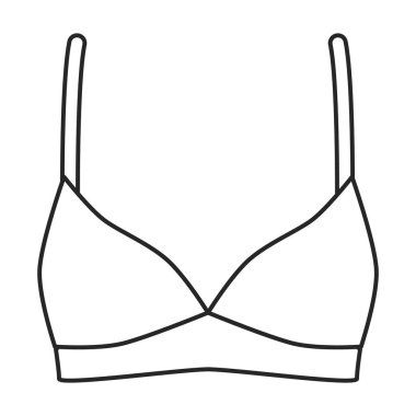 Sütyen vektör simgesi. Taslak vektör logosu beyaz arkaplan sütyeninde izole edildi.