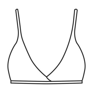 Sütyen vektör simgesi. Taslak vektör logosu beyaz arkaplan sütyeninde izole edildi.