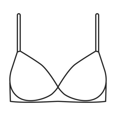 Sütyen vektör simgesi. Taslak vektör logosu beyaz arkaplan sütyeninde izole edildi.