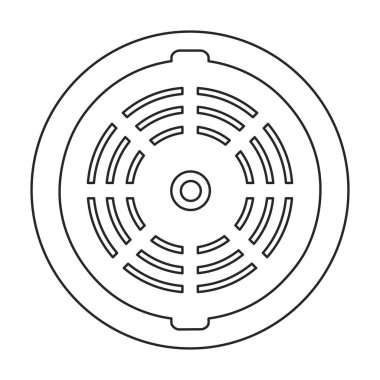 Kanalizasyon kanalizasyonu vektör ana hatları simgesi. Beyaz arka planda vektör illüstrasyon kapağı sokağı. Kanalizasyon kanalizasyonunun izole edilmiş tasviri logosu .