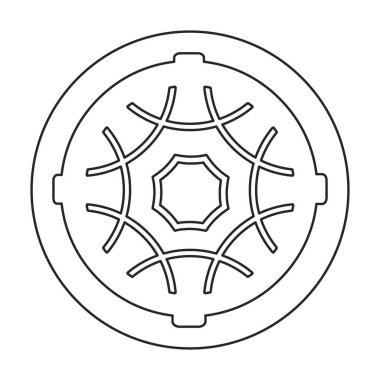 Kanalizasyon kanalizasyonu vektör ana hatları simgesi. Beyaz arka planda vektör illüstrasyon kapağı sokağı. Kanalizasyon kanalizasyonunun izole edilmiş tasviri logosu .