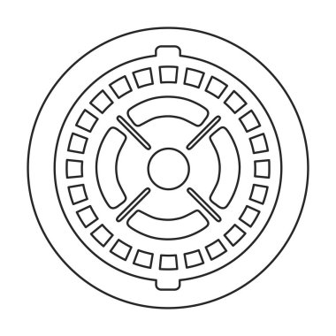 Kanalizasyon kanalizasyonu vektör ana hatları simgesi. Beyaz arka planda vektör illüstrasyon kapağı sokağı. Kanalizasyon kanalizasyonunun izole edilmiş tasviri logosu .