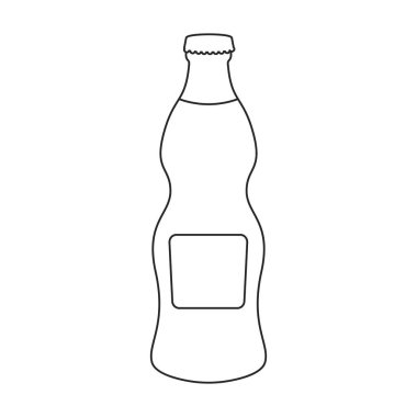 Bir şişe soda vektör simgesi. Ana hatlı vektör logosu beyaz arka plan soda şişesinde izole edilmiş..