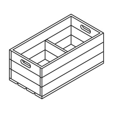 Tahta kutu vektör simgesi. Beyaz arka plan tahta kutusunda izole edilmiş Isometric ana hat vektör logosu .