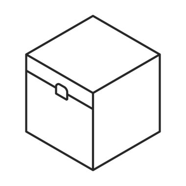 Tahta kutu vektör simgesi. Beyaz arka plan tahta kutusunda izole edilmiş Isometric ana hat vektör logosu .