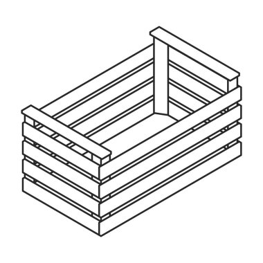 Tahta kutu vektör simgesi. Beyaz arka plan tahta kutusunda izole edilmiş Isometric ana hat vektör logosu .