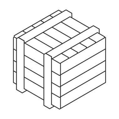 Tahta kutu vektör simgesi. Beyaz arka plan tahta kutusunda izole edilmiş Isometric ana hat vektör logosu .