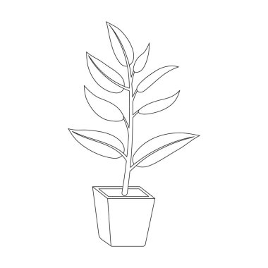Çiçek saksısı vektör ana hatları simgesi. Beyaz arkaplanda vektör illüstrasyon saksısı. Çiçek saksısının izole ana hatlı çizim logosu.