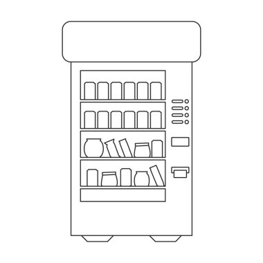 Yiyecek otomatı vektör simgesi. Beyaz arka plan yiyecek otomatında izole edilmiş ana hat vektör logosu..
