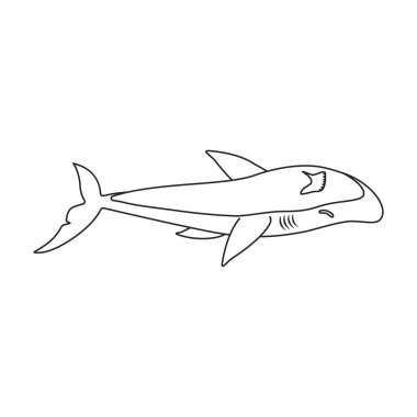 Köpekbalığı vektör simgesi. Taslak vektör logosu beyaz arkaplan köpekbalığı üzerinde izole edildi.