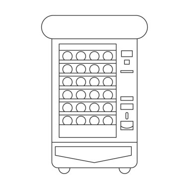 Yiyecek otomatı vektör simgesi. Beyaz arka plan yiyecek otomatında izole edilmiş ana hat vektör logosu..