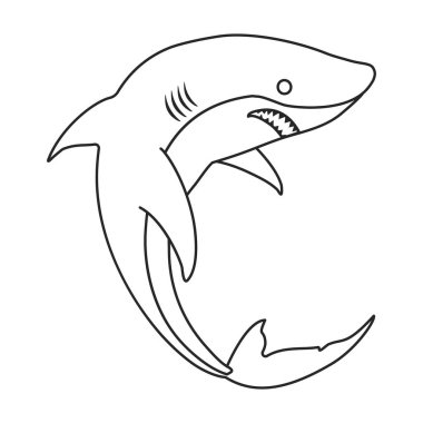 Köpekbalığı vektör simgesi. Taslak vektör logosu beyaz arkaplan köpekbalığı üzerinde izole edildi.
