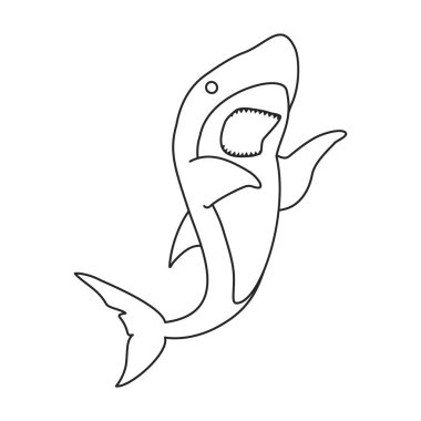 Köpekbalığı vektör simgesi. Taslak vektör logosu beyaz arkaplan köpekbalığı üzerinde izole edildi.