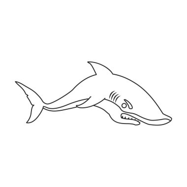 Köpekbalığı vektör simgesi. Taslak vektör logosu beyaz arkaplan köpekbalığı üzerinde izole edildi.