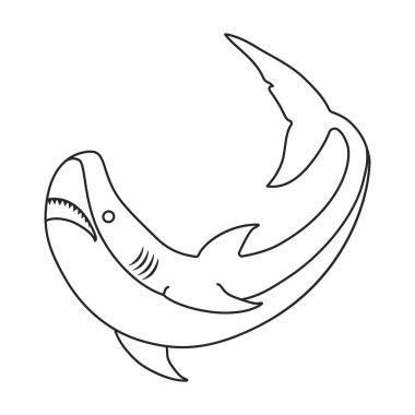 Köpekbalığı vektör simgesi. Taslak vektör logosu beyaz arkaplan köpekbalığı üzerinde izole edildi.