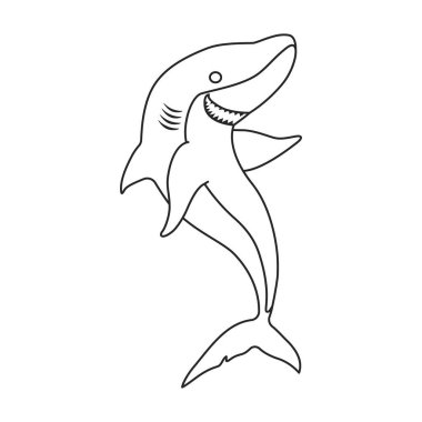 Köpekbalığı vektör simgesi. Taslak vektör logosu beyaz arkaplan köpekbalığı üzerinde izole edildi.