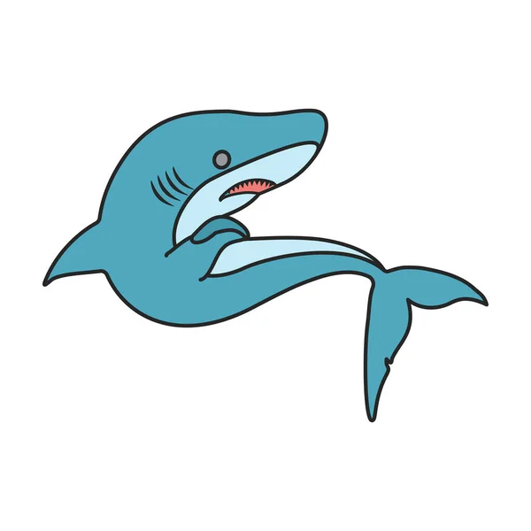 鲨鱼矢量图标 白色背景鲨鱼上孤立的彩色矢量标识 — 图库矢量图片