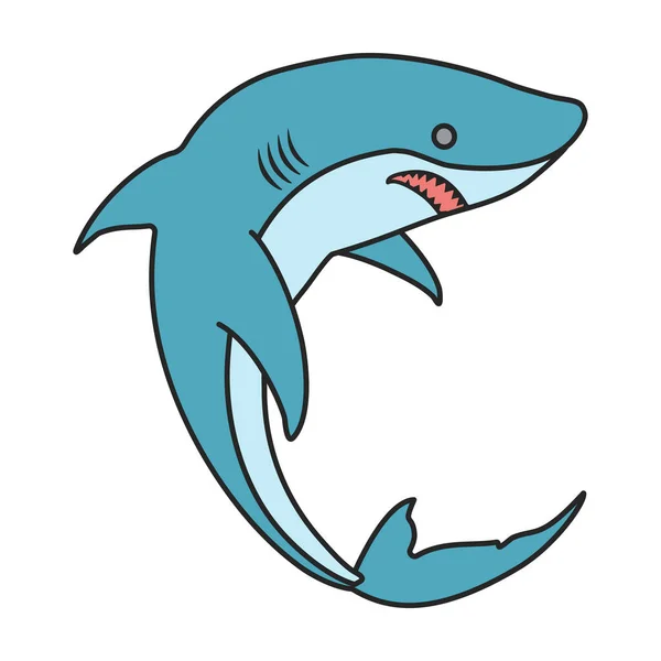 鲨鱼矢量图标 白色背景鲨鱼上孤立的彩色矢量标识 — 图库矢量图片