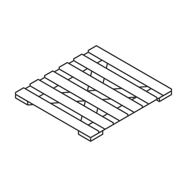 托盘木制矢量图标 白色背景托盘木上隔离的等距轮廓矢量标识 — 图库矢量图片