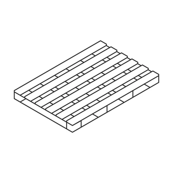 托盘木制矢量图标 白色背景托盘木上隔离的等距轮廓矢量标识 — 图库矢量图片