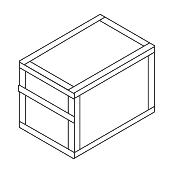 Träbox Vektor Ikon Isometrisk Kontur Vektor Logotyp Isolerad Vit Bakgrund — Stock vektor