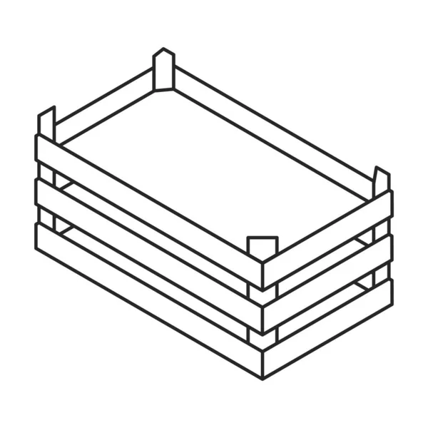 Icono Vector Caja Madera Logotipo Vector Contorno Isométrico Aislado Sobre — Vector de stock