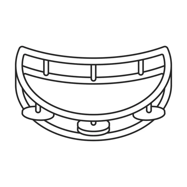 Icône Contour Vectoriel Tambourin Tambour Illustration Vectorielle Sur Fond Blanc — Image vectorielle
