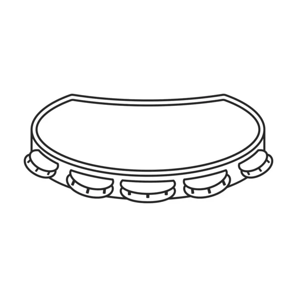 Icône Contour Vectoriel Tambourin Tambour Illustration Vectorielle Sur Fond Blanc — Image vectorielle