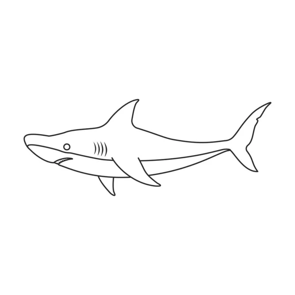 Shark Vector Icon Outline Vector Logo Isolated White Background Shark — Stock Vector