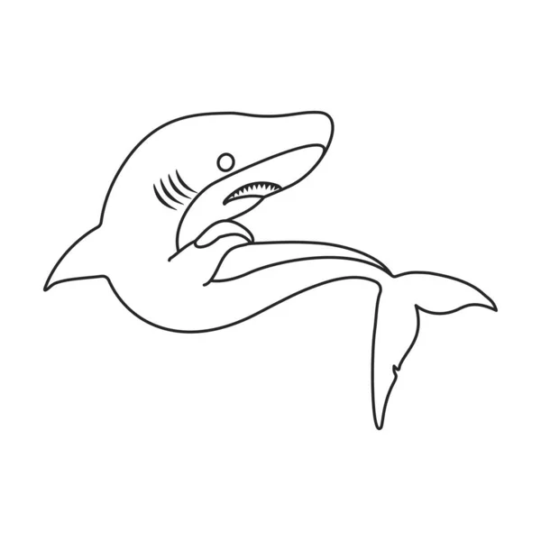 Shark Vector Icon Outline Vector Logo Isolated White Background Shark — Stock Vector