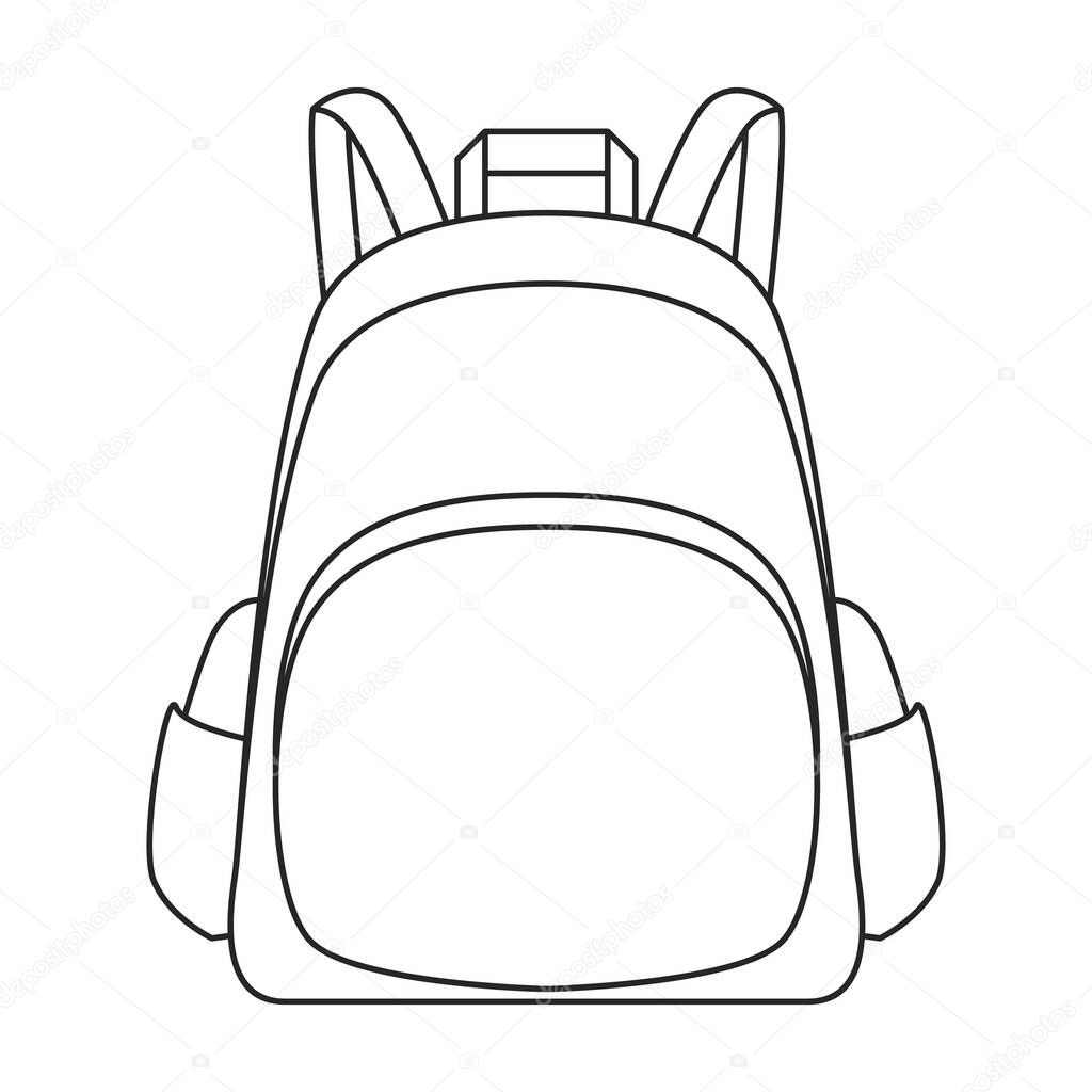 School bag vector icon.Outline vector logo isolated on white background school bag.