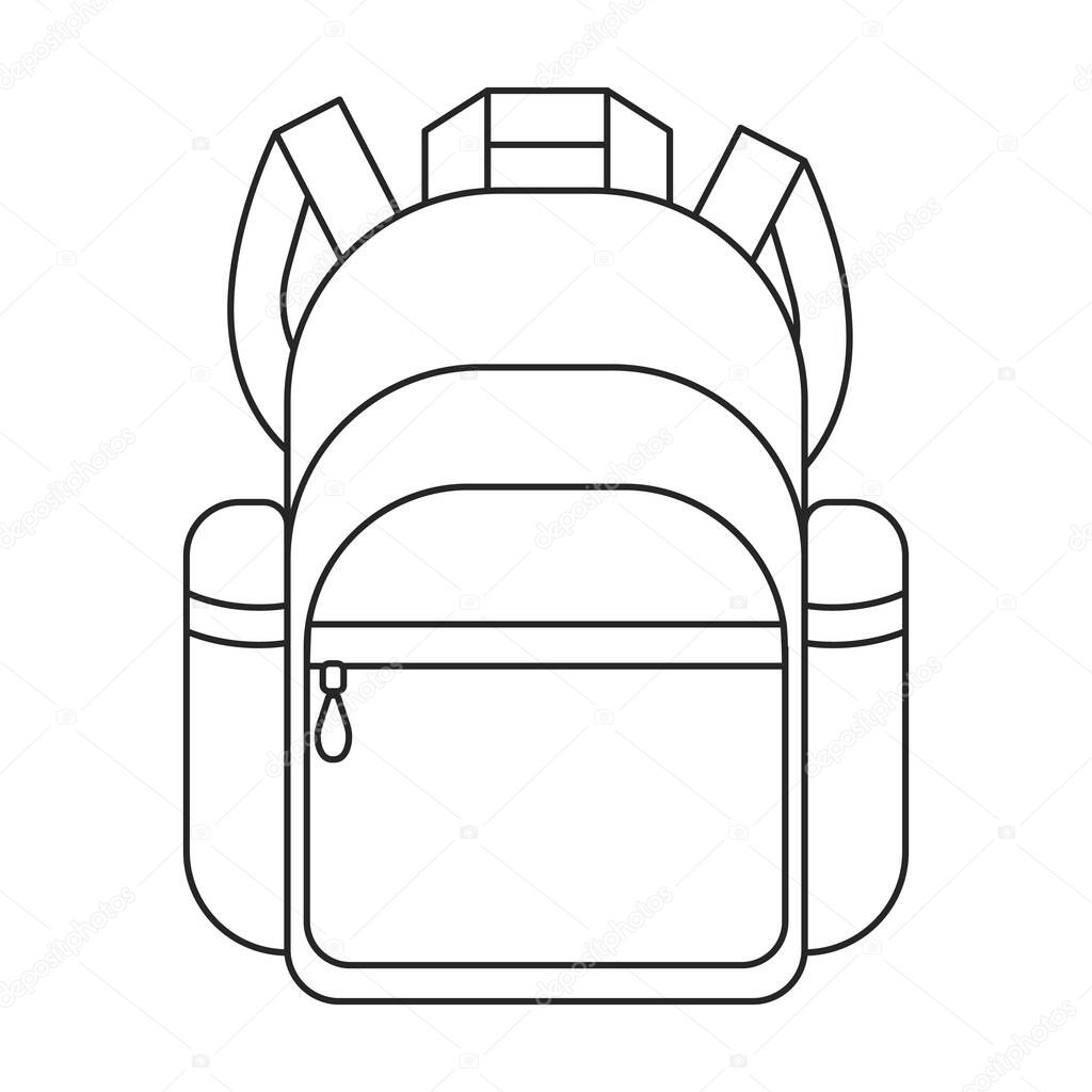 School bag vector icon.Outline vector logo isolated on white background school bag.